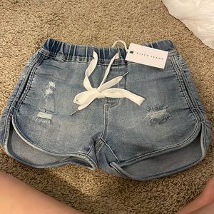 brand new with tags, jean jogger shorts, soft comfy material
